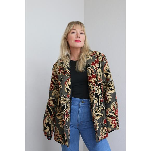 1990's Vintage Painted Pony Tapestry Bohemian Jacket ~ Women's LG XL ~ Fall Coat - Picture 10 of 10